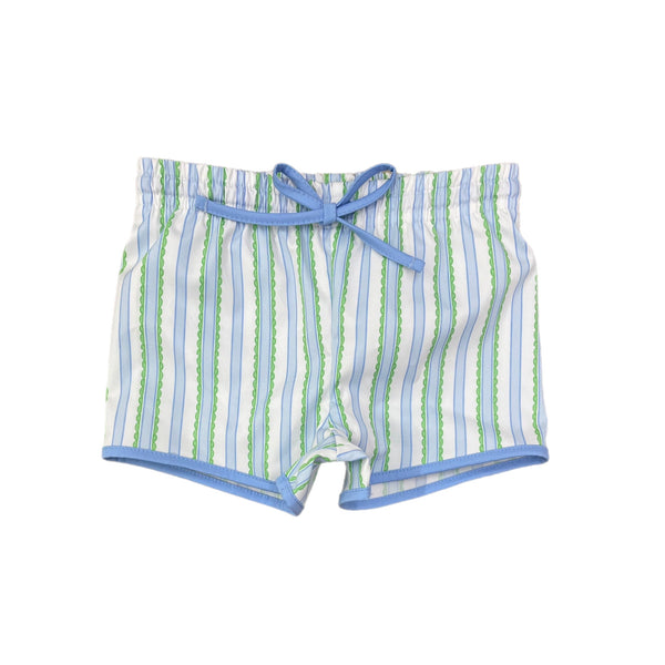 Scallop Stripe Boys Swim Trunks