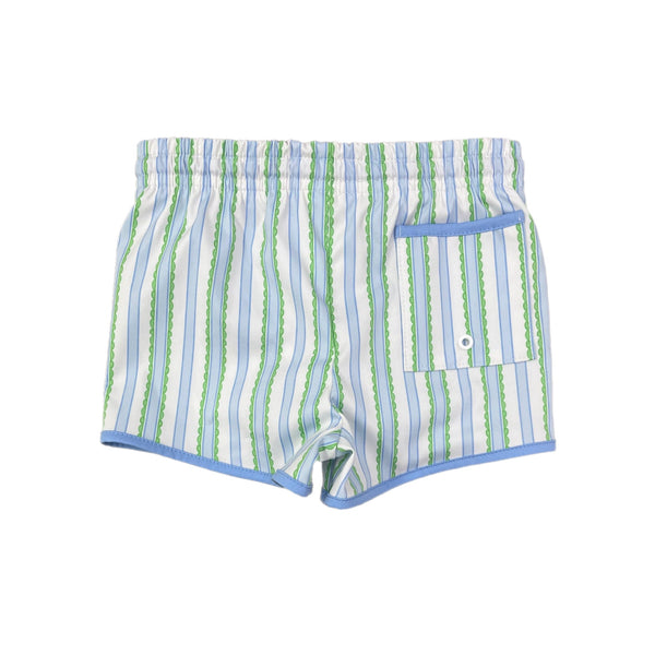 Scallop Stripe Boys Swim Trunks